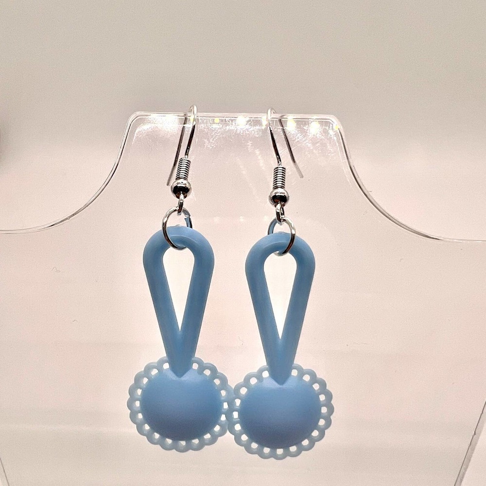 Baby Rattle Earrings - Baby Shower Earrings - Gender Reveal Earrings - DDLG